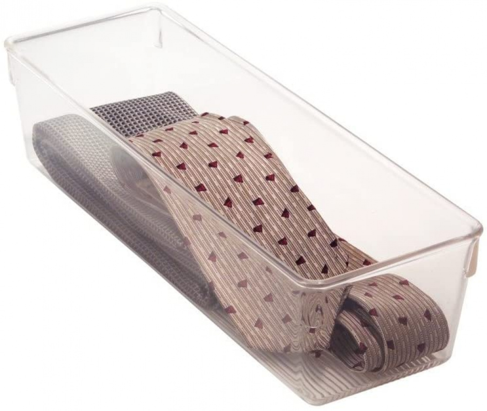 Förvaringsbricka, Kraftig, DRESSER DRAWER ORGANISER SLIM, 30,5 x 10,2 x H 7,6 cm, Transparent i gruppen Förvaring / Garderobsförvaring / Sorteringslådor hos SmartaSaker.se (40686)