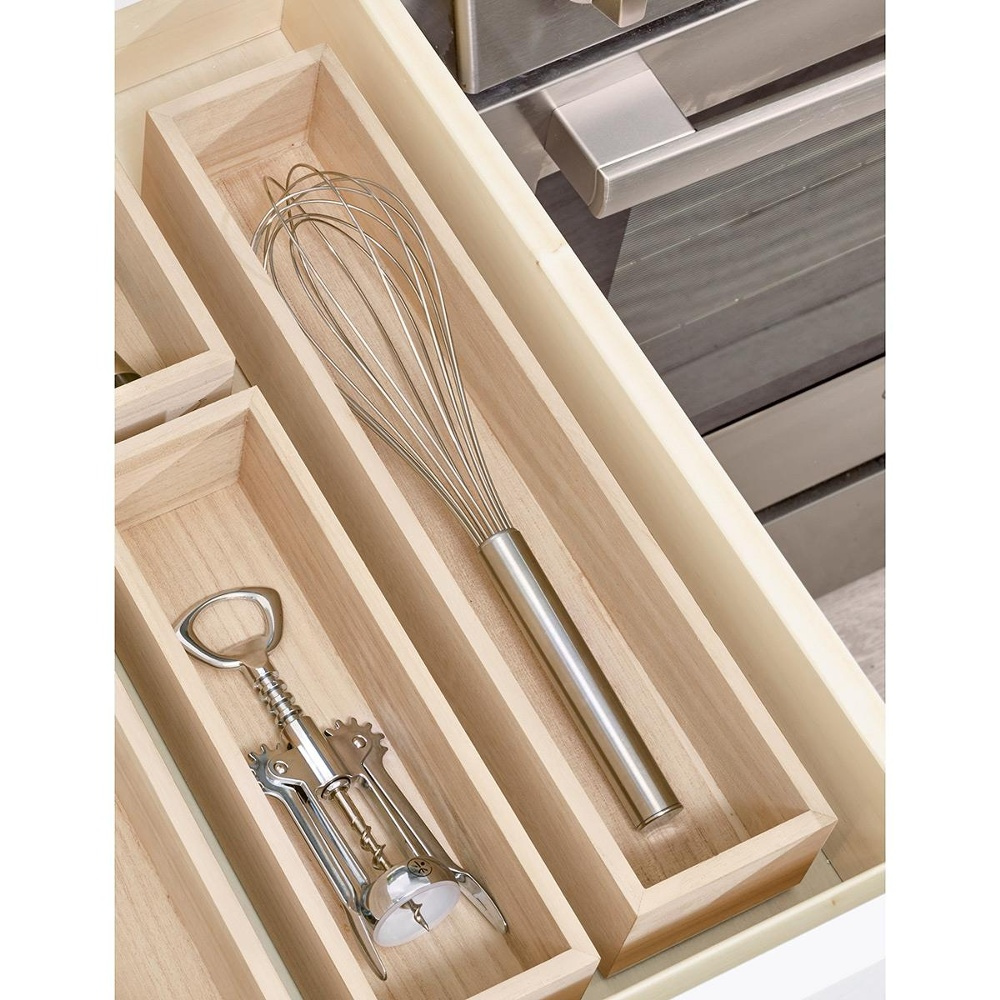 Förvaringsbricka, Långsmal, PAULOWNIA DRAWER ORGANISER, 8,6 x 38,1 x H 7 cm, Natur i gruppen Förvaring / Köksförvaring / Organisera köksskåp / Besticklådor hos SmartaSaker.se (40692)