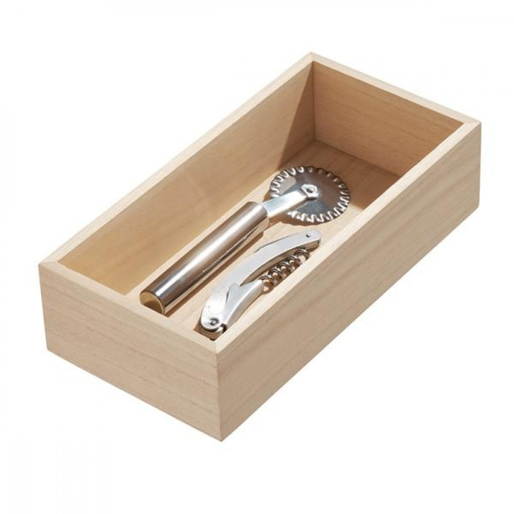 Förvaringsbricka, rektangulär, PAULOWNIA DRAWER ORGANISER, 12,7 x 25,4 x H 7 cm, Natur i gruppen Förvaring / Förvaringslådor hos SmartaSaker.se (40693)