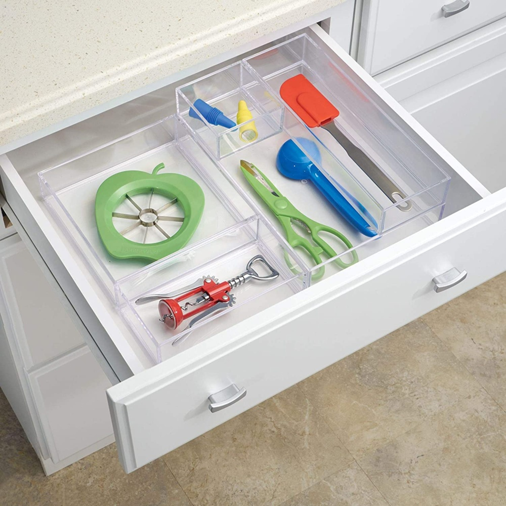 Förvaringsbricka, Stapelbar, Avlång, CLARITY ORGANISER MEDIUM, 10,2 x 30,5 x H 5 cm, Klar i gruppen Förvaring / Förvaringslådor / Småförvaring hos SmartaSaker.se (40696)