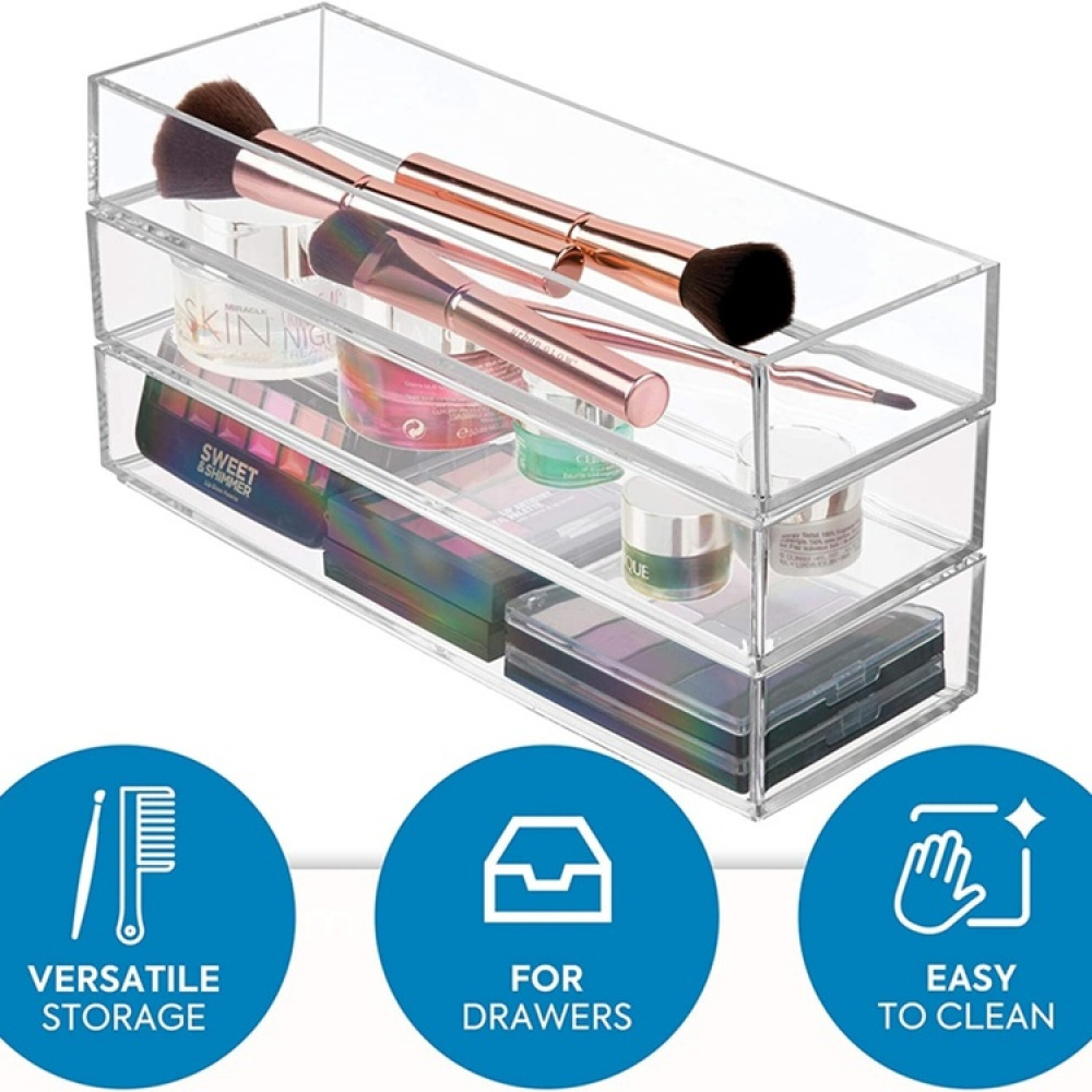 Förvaringsbricka, Stapelbar, Avlång, CLARITY ORGANISER MEDIUM, 10,2 x 30,5 x H 5 cm, Klar i gruppen Förvaring / Förvaringslådor / Småförvaring hos SmartaSaker.se (40696)