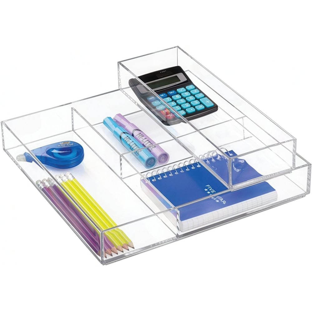 Förvaringsbricka, Stapelbar, Avlång, CLARITY ORGANISER MEDIUM, 10,2 x 30,5 x H 5 cm, Klar i gruppen Förvaring / Förvaringslådor / Småförvaring hos SmartaSaker.se (40696)