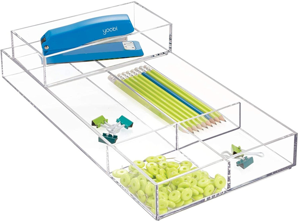 Förvaringsbricka, Stapelbar, Avlång, CLARITY ORGANISER SMALL, 10,2 x 20,3 x H 5 cm, Klar i gruppen Förvaring / Förvaringslådor / Småförvaring hos SmartaSaker.se (40697)