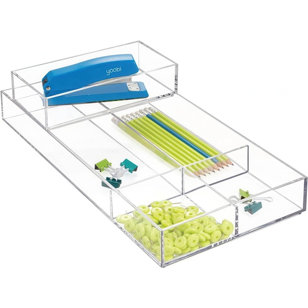 Förvaringsbricka, Stapelbar, Avlång, CLARITY ORGANISER SMALL, 10,2 x 20,3 x H 5 cm, Klar i gruppen Förvaring / Förvaringslådor / Småförvaring hos SmartaSaker.se (40697)