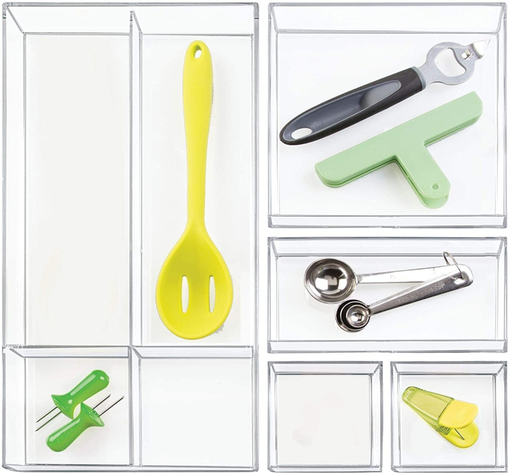 Förvaringsbricka, Stapelbar, Avlång, CLARITY ORGANISER SMALL, 10,2 x 20,3 x H 5 cm, Klar i gruppen Förvaring / Förvaringslådor / Småförvaring hos SmartaSaker.se (40697)