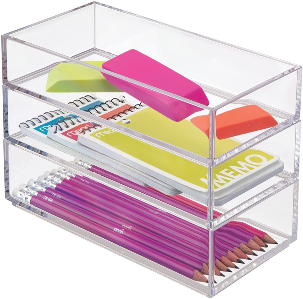 Förvaringsbricka, Stapelbar, Avlång, CLARITY ORGANISER SMALL, 10,2 x 20,3 x H 5 cm, Klar i gruppen Förvaring / Förvaringslådor / Småförvaring hos SmartaSaker.se (40697)