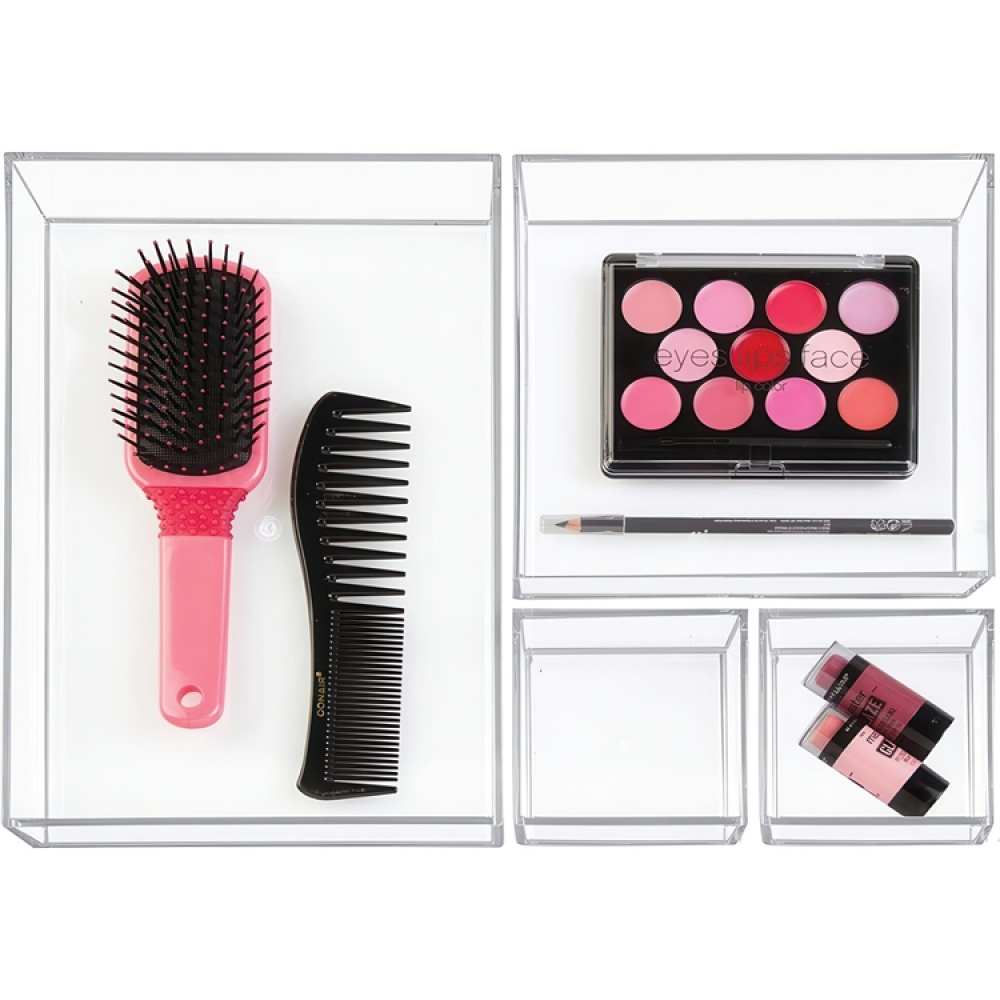 Förvaringsbricka, Stapelbar, CLARITY ORGANISER SQUARE MINI, 10,2 x 10,2 x H 5 cm, Klar i gruppen Förvaring / Förvaringslådor / Småförvaring hos SmartaSaker.se (40699)