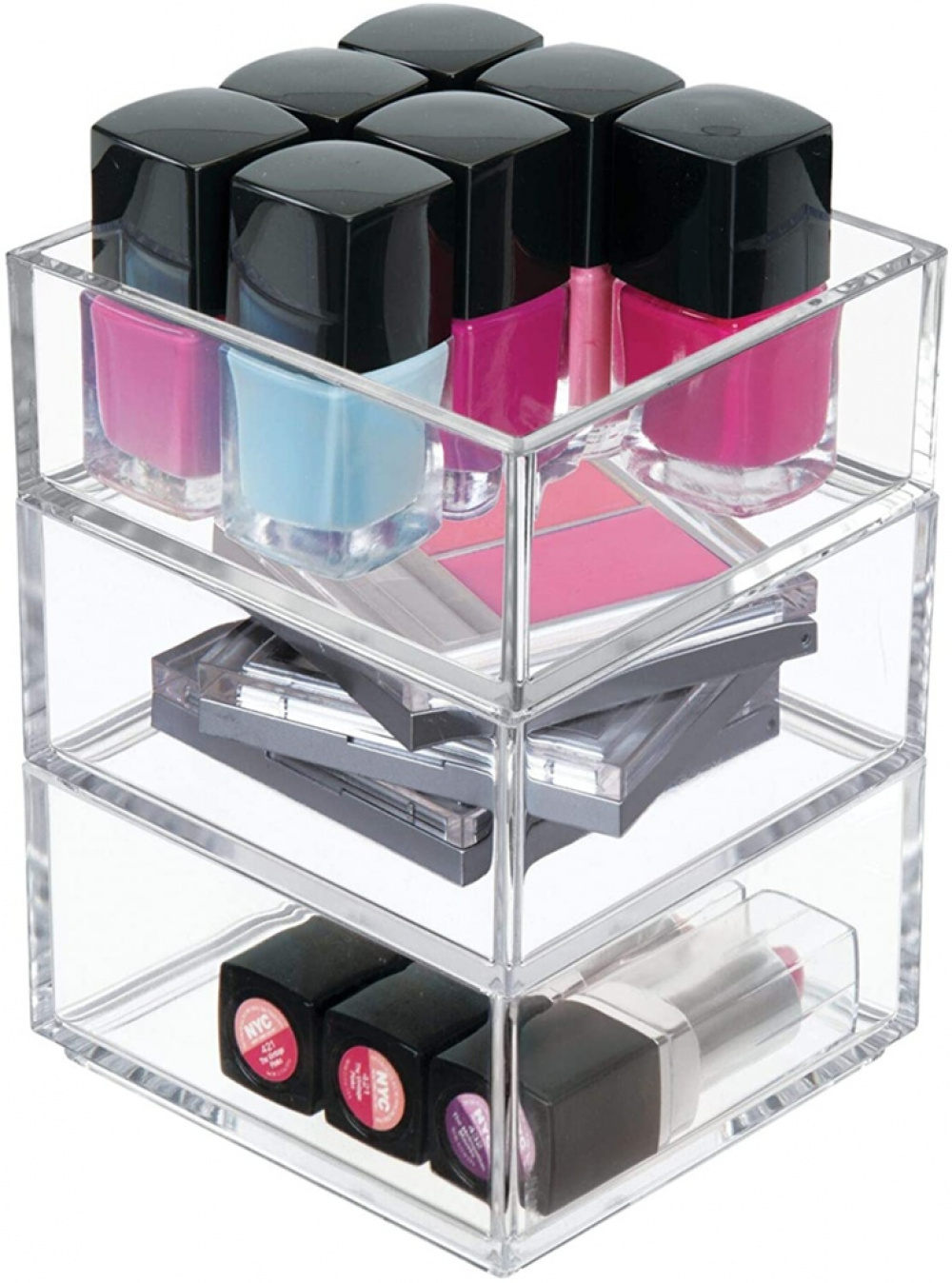 Förvaringsbricka, Stapelbar, CLARITY ORGANISER SQUARE MINI, 10,2 x 10,2 x H 5 cm, Klar i gruppen Förvaring / Förvaringslådor / Småförvaring hos SmartaSaker.se (40699)