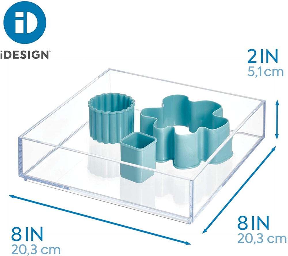 Förvaringsbricka, Stapelbar, Fyrkantig, CLARITY ORGANISER SQUARE, 20,3 x 20,3 x H 5 cm, Klar i gruppen Förvaring / Förvaringslådor / Småförvaring hos SmartaSaker.se (40700)