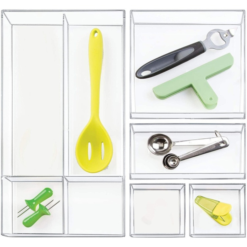 Förvaringsbricka, Stapelbar, Fyrkantig, CLARITY ORGANISER SQUARE, 20,3 x 20,3 x H 5 cm, Klar i gruppen Förvaring / Förvaringslådor / Småförvaring hos SmartaSaker.se (40700)