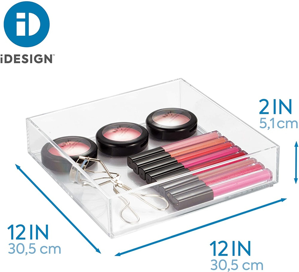 Förvaringsbricka, Stapelbar, Fyrkantig, CLARITY ORGANISER SQUARE, 20,3 x 20,3 x H 5 cm, Klar i gruppen Förvaring / Förvaringslådor / Småförvaring hos SmartaSaker.se (40700)