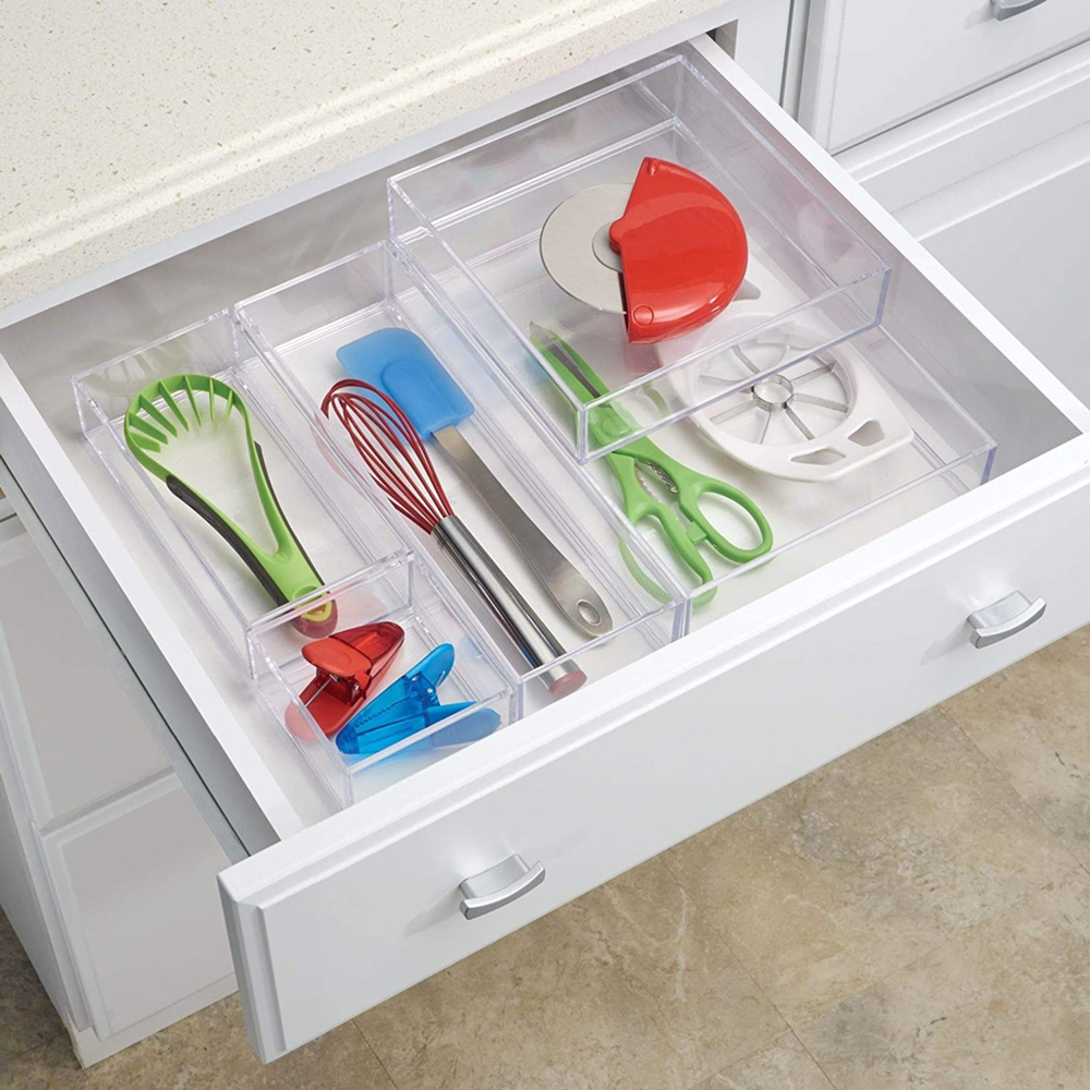 Förvaringsbricka, Stapelbar, Fyrkantig, CLARITY ORGANISER SQUARE, 20,3 x 20,3 x H 5 cm, Klar i gruppen Förvaring / Förvaringslådor / Småförvaring hos SmartaSaker.se (40700)