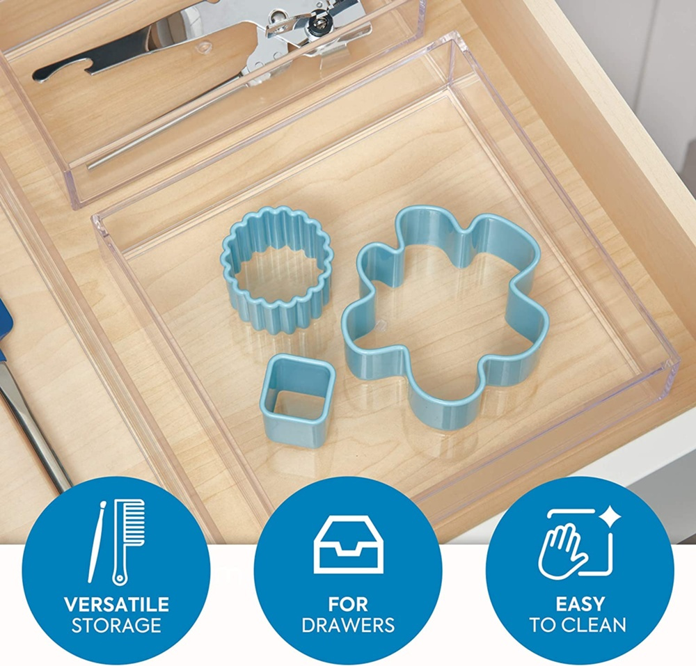 Förvaringsbricka, Stapelbar, Fyrkantig, CLARITY ORGANISER SQUARE, 20,3 x 20,3 x H 5 cm, Klar i gruppen Förvaring / Förvaringslådor / Småförvaring hos SmartaSaker.se (40700)