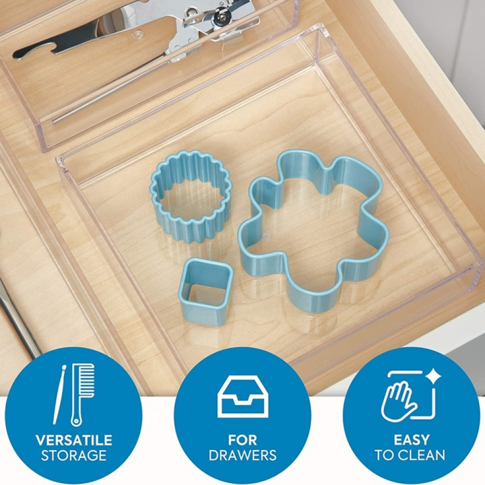 Förvaringsbricka, Stapelbar, Fyrkantig, CLARITY ORGANISER SQUARE, 20,3 x 20,3 x H 5 cm, Klar i gruppen Förvaring / Förvaringslådor / Småförvaring hos SmartaSaker.se (40700)