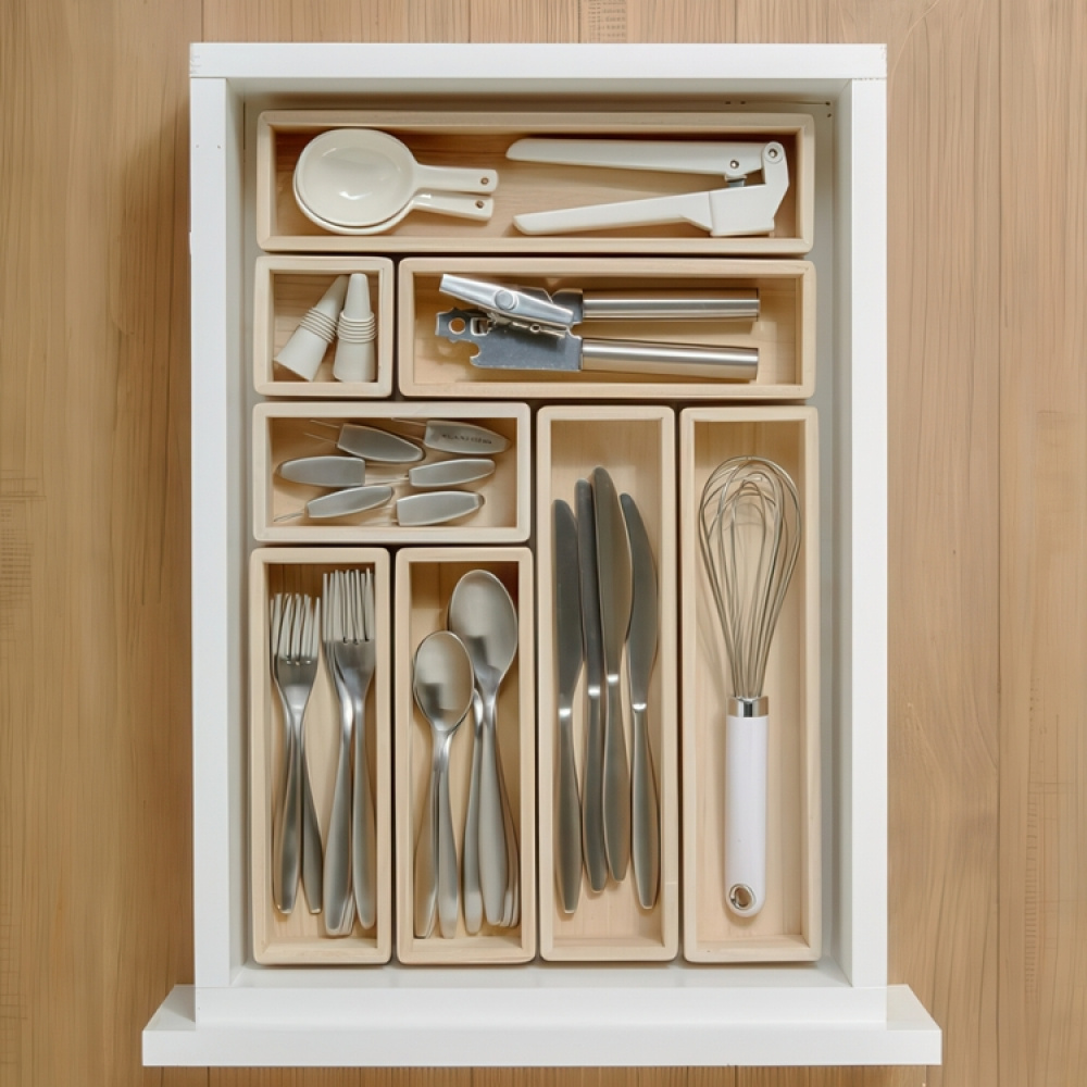 Förvaringsbricka, THE HOME EDIT MINI DRAWER ORGANIZER, 7,6 x 7,6 x H5,1 cm, Natur i gruppen Förvaring / Köksförvaring / Organisera köksskåp / Besticklådor hos SmartaSaker.se (40707)