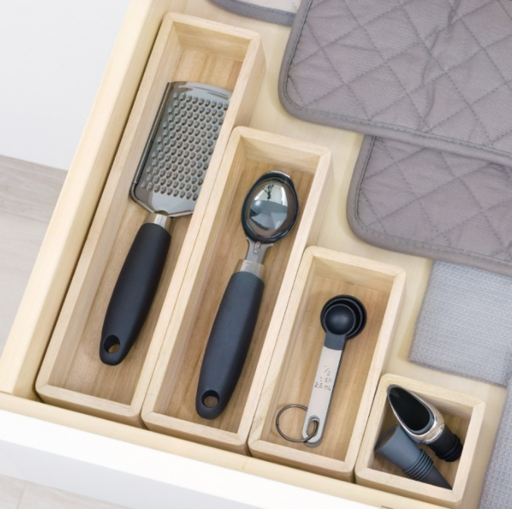 Förvaringsbricka, THE HOME EDIT MINI DRAWER ORGANIZER, 7,6 x 7,6 x H5,1 cm, Natur i gruppen Förvaring / Köksförvaring / Organisera köksskåp / Besticklådor hos SmartaSaker.se (40707)