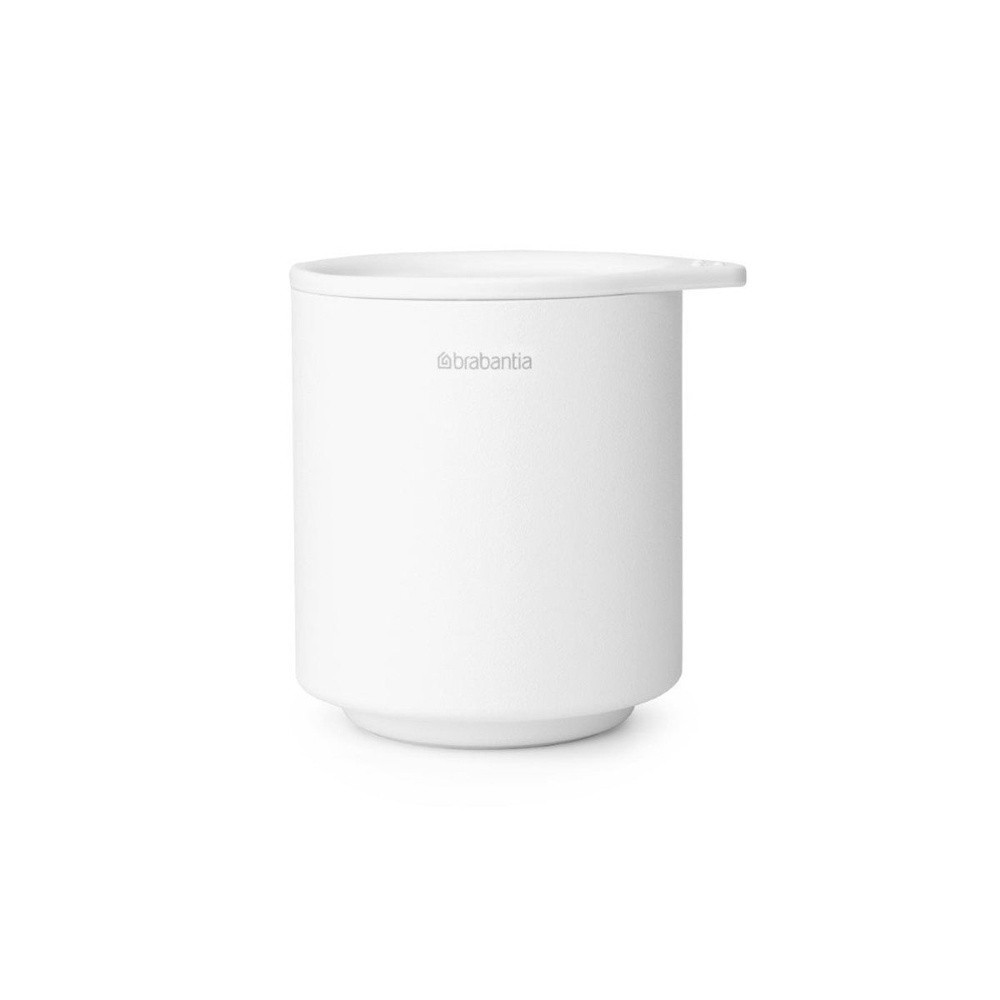 Förvaringsburk i metall, BRABANTIA MINDSET, Ø 8 x H 9,5 cm, Vit i gruppen Förvaring / Badrumsförvaring / Sminkförvaring hos SmartaSaker.se (40715)