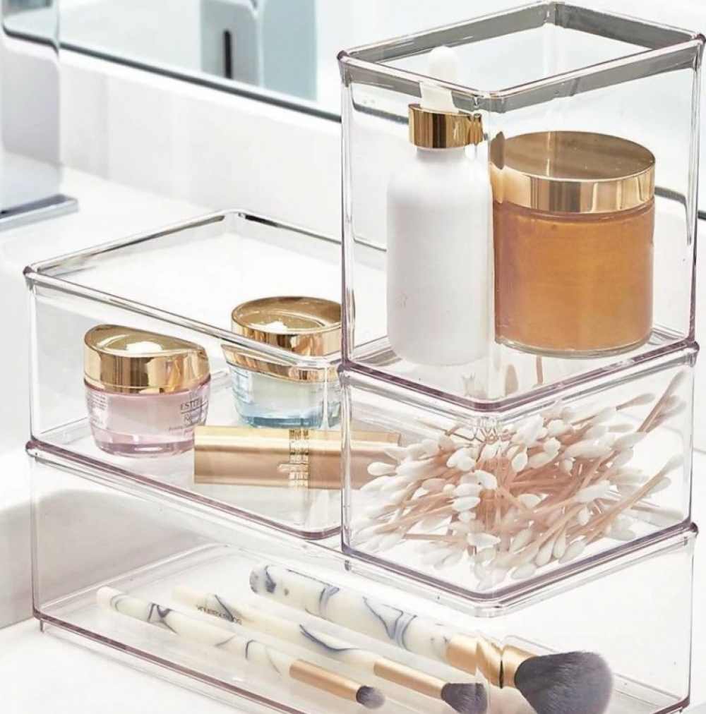 Förvaringsburk, THE HOME EDIT MEDIUM BIN ORGANIZER, 16,5 x 12,1 x H 8,3 cm, Transparent i gruppen Förvaring / Förvaringslådor / Småförvaring hos SmartaSaker.se (40720)