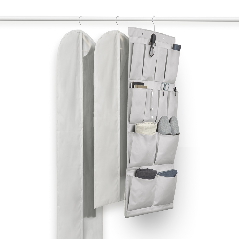 Förvaringsfickor för dörr eller klädstång, MULTIPURPOSE TIDY, 45 x H 150 cm, Grå i gruppen Förvaring / Garderobsförvaring hos SmartaSaker.se (40727)