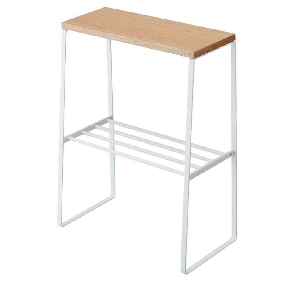 Förvaringshylla i metall och trä, TOSCA SIDE TABLE, 42 x 22 x H 56,5 cm, Yamazaki, Vit / Natur i gruppen Förvaring / Hallförvaring hos SmartaSaker.se (40729)