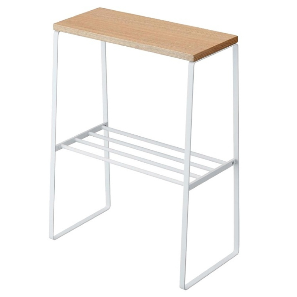 Förvaringshylla i metall och trä, TOSCA SIDE TABLE, 42 x 22 x H 56,5 cm, Yamazaki, Vit / Natur i gruppen Förvaring / Hallförvaring hos SmartaSaker.se (40729)