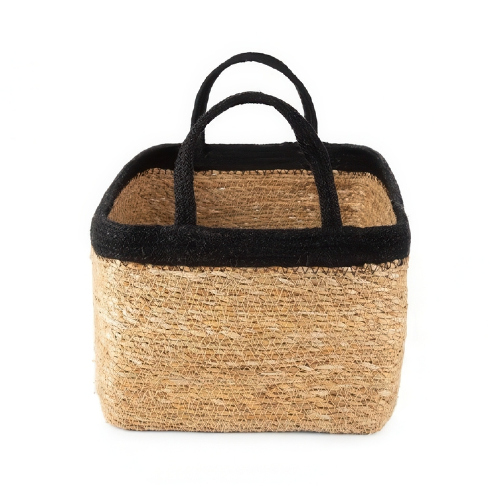 Förvaringskorg av Sjögräs och Jute, LARGE PANIER DE RANGEMENT, 34 x 23 x H 18 cm, Natur / Svart i gruppen Förvaring / Garderobsförvaring hos SmartaSaker.se (40734)