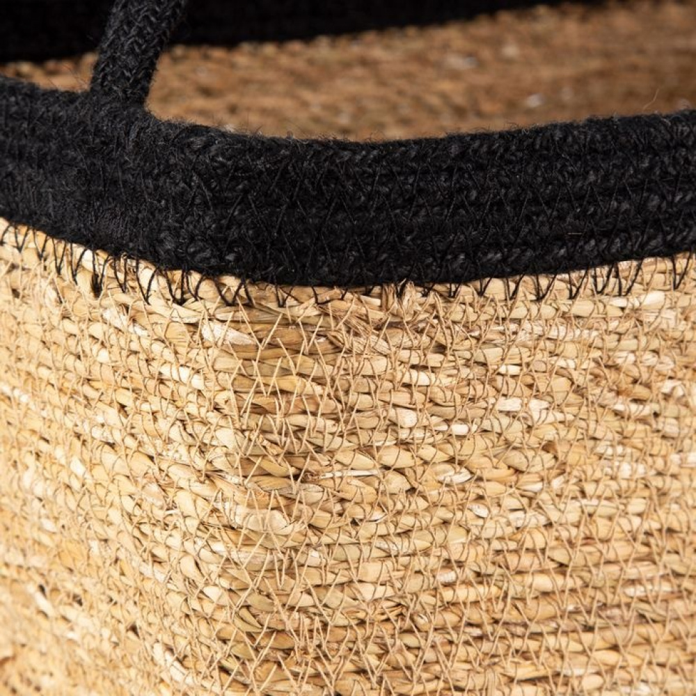 Förvaringskorg av Sjögräs och Jute, LARGE PANIER DE RANGEMENT, 34 x 23 x H 18 cm, Natur / Svart i gruppen Förvaring / Garderobsförvaring hos SmartaSaker.se (40734)