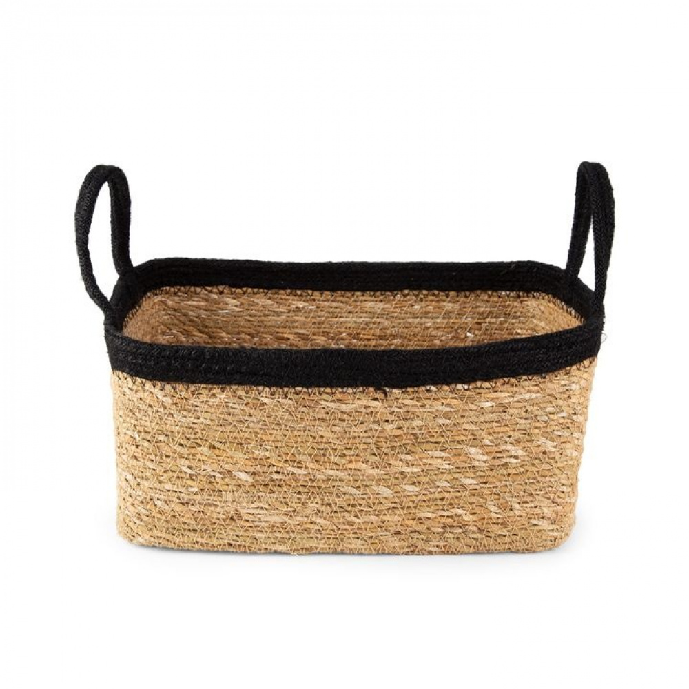 Förvaringskorg av Sjögräs och Jute, MEDIUM PANIER DE RANGEMENT, 29 x 20 x H 15 cm, Natur / Svart i gruppen Förvaring / Garderobsförvaring hos SmartaSaker.se (40735)