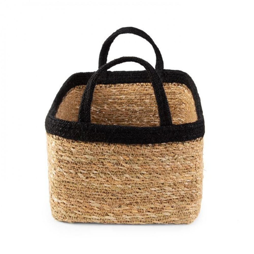 Förvaringskorg av Sjögräs och Jute, MEDIUM PANIER DE RANGEMENT, 29 x 20 x H 15 cm, Natur / Svart i gruppen Förvaring / Garderobsförvaring hos SmartaSaker.se (40735)