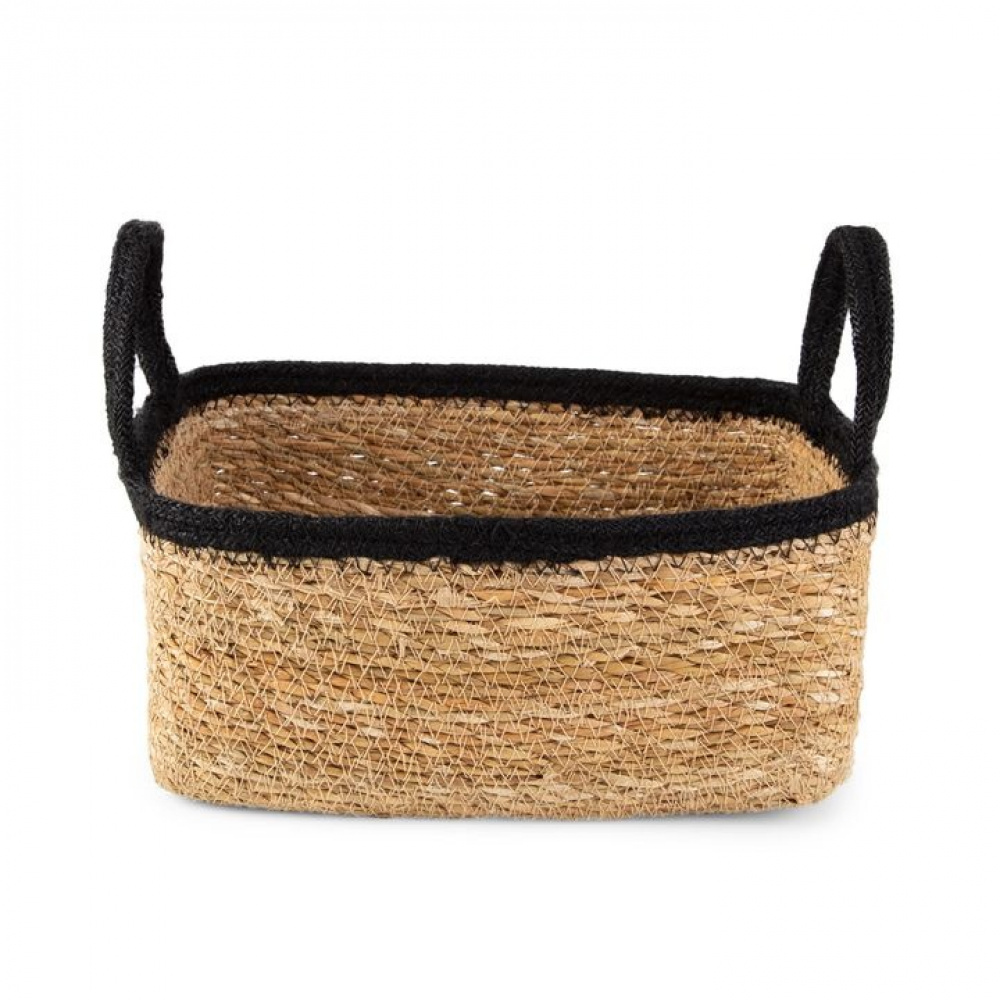 Förvaringskorg av Sjögräs och Jute, SMALL PANIER DE RANGEMENT, 24 x 15 x H 12 cm, Natur / Svart i gruppen Förvaring / Garderobsförvaring hos SmartaSaker.se (40736)