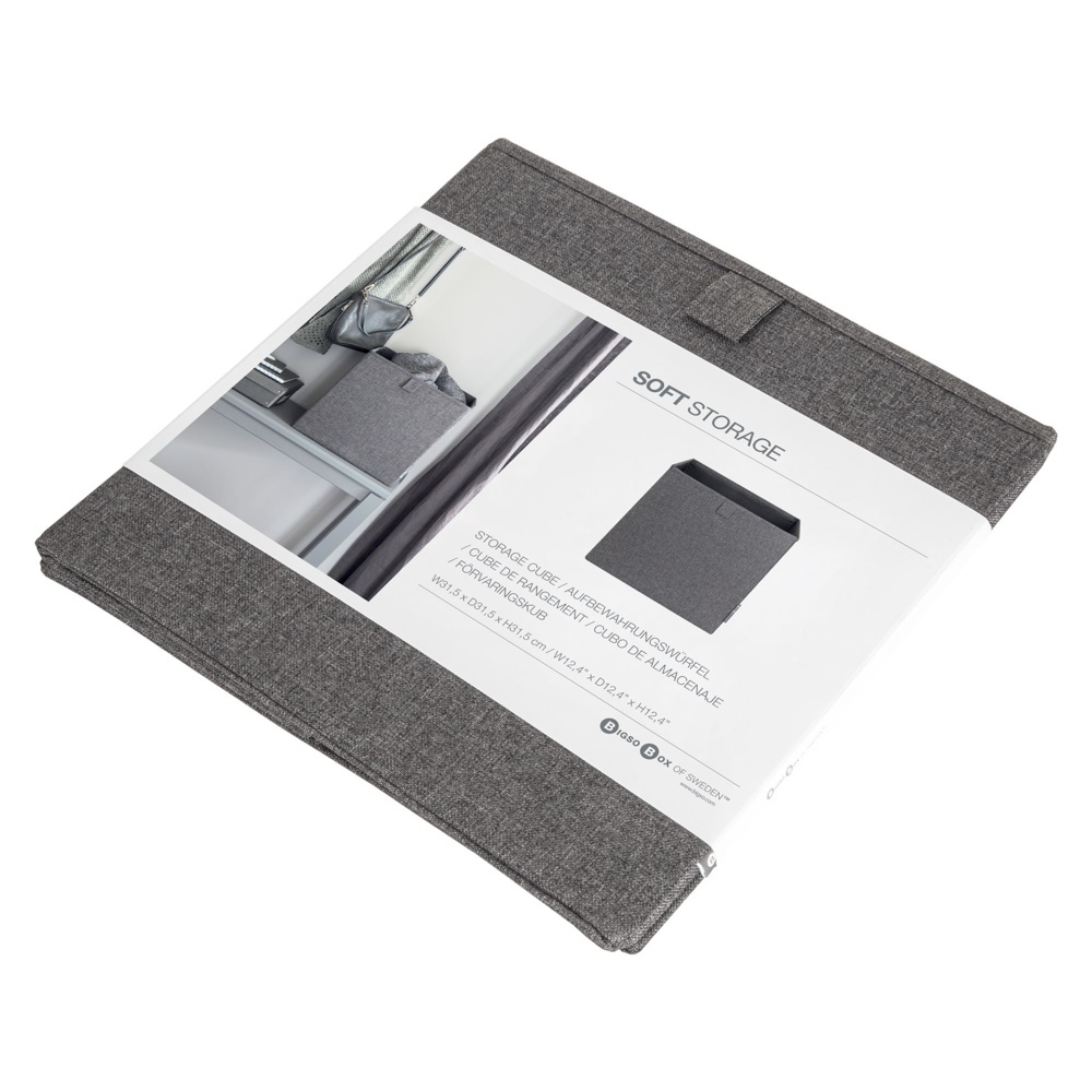 Förvaringskorg i tyg, BIGSO CUBE, 31,5 x H 31,5 cm, Grå i gruppen Förvaring / Förvaringslådor / BigSo förvaringslådor hos SmartaSaker.se (40739)