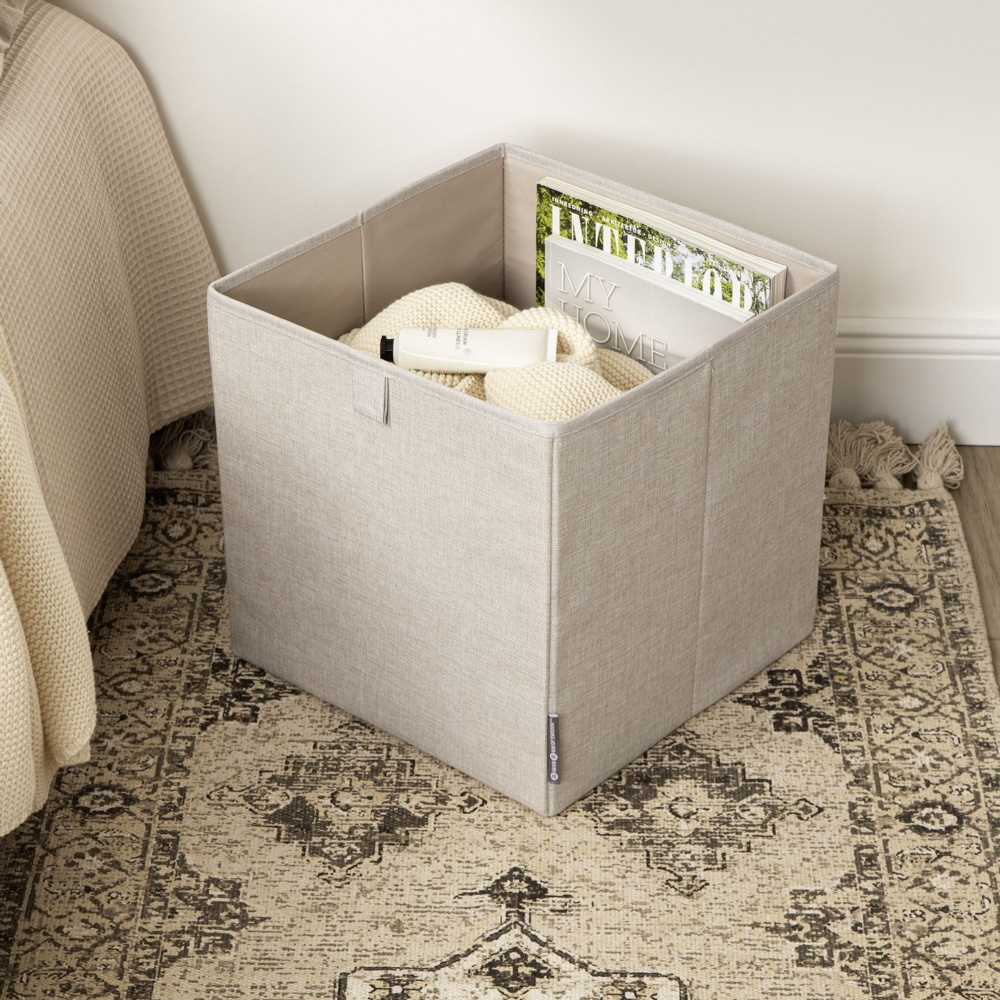 Förvaringskorg i tyg, BIGSO CUBE, 31,5 x H 31,5 cm, Beige i gruppen Förvaring / Förvaringslådor / BigSo förvaringslådor hos SmartaSaker.se (40741)
