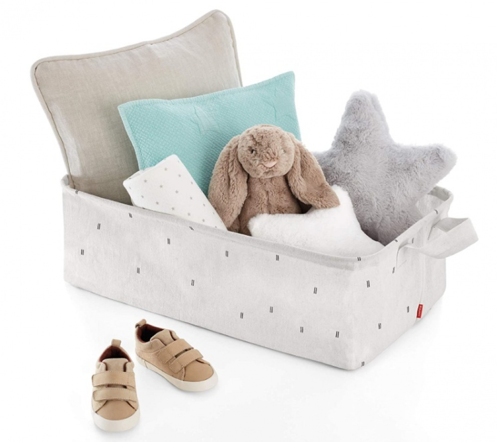 Förvaringskorg i tyg, CLEAN CLOTHES BASKET, 60 x 40 x H 20 cm, Ljusgrå i gruppen Förvaring / Barnrumsförvaring hos SmartaSaker.se (40746)