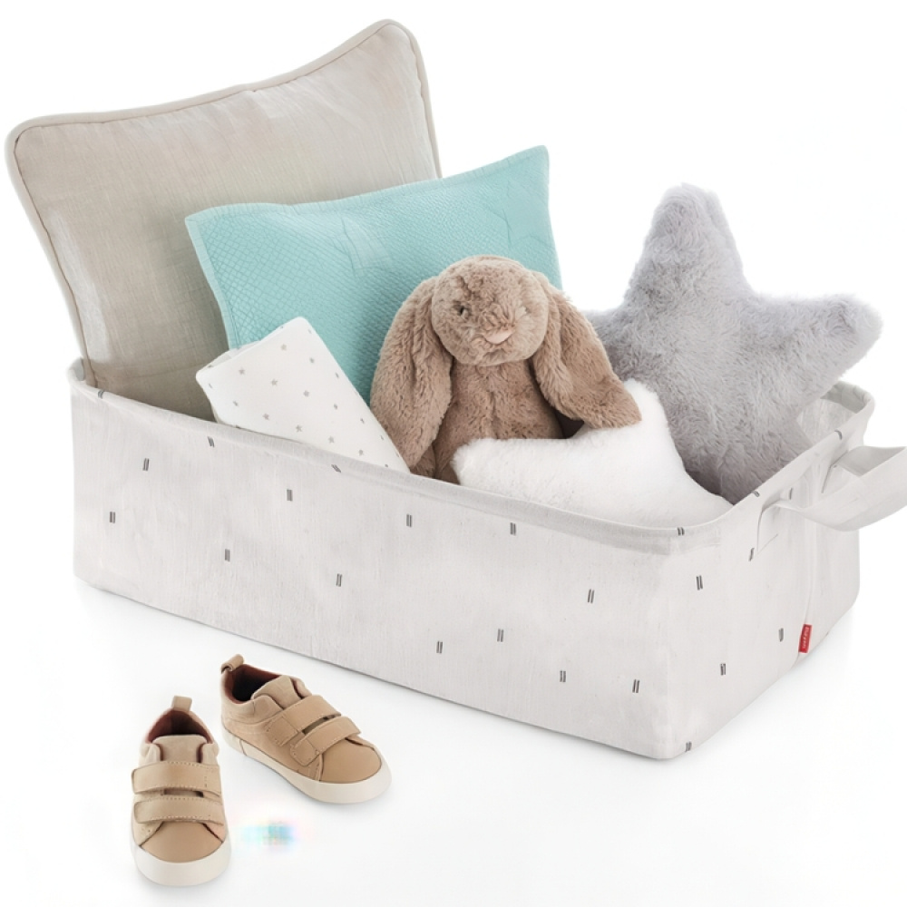 Förvaringskorg i tyg, CLEAN CLOTHES BASKET, 60 x 40 x H 20 cm, Ljusgrå i gruppen Förvaring / Barnrumsförvaring hos SmartaSaker.se (40746)