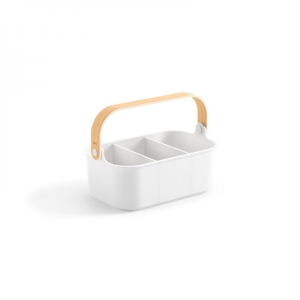 Förvaringskorg med 2 fack, UMBRA BELLWOOD BIN, 29x 17,5 x H 13 cm, Vit / Natur i gruppen Förvaring / Städförvaring och sopsortering / Städkorgar hos SmartaSaker.se (40750)