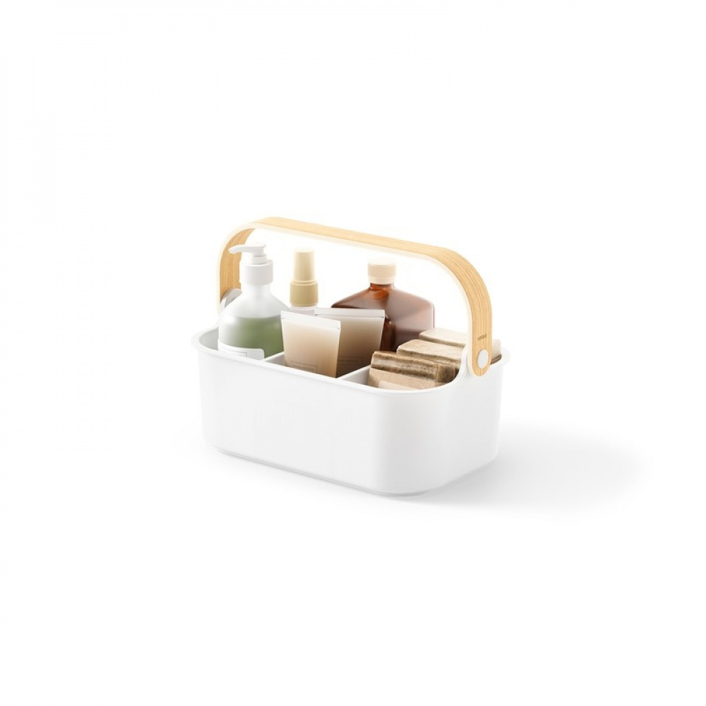 Förvaringskorg med 2 fack, UMBRA BELLWOOD BIN, 29x 17,5 x H 13 cm, Vit / Natur i gruppen Förvaring / Städförvaring och sopsortering / Städkorgar hos SmartaSaker.se (40750)