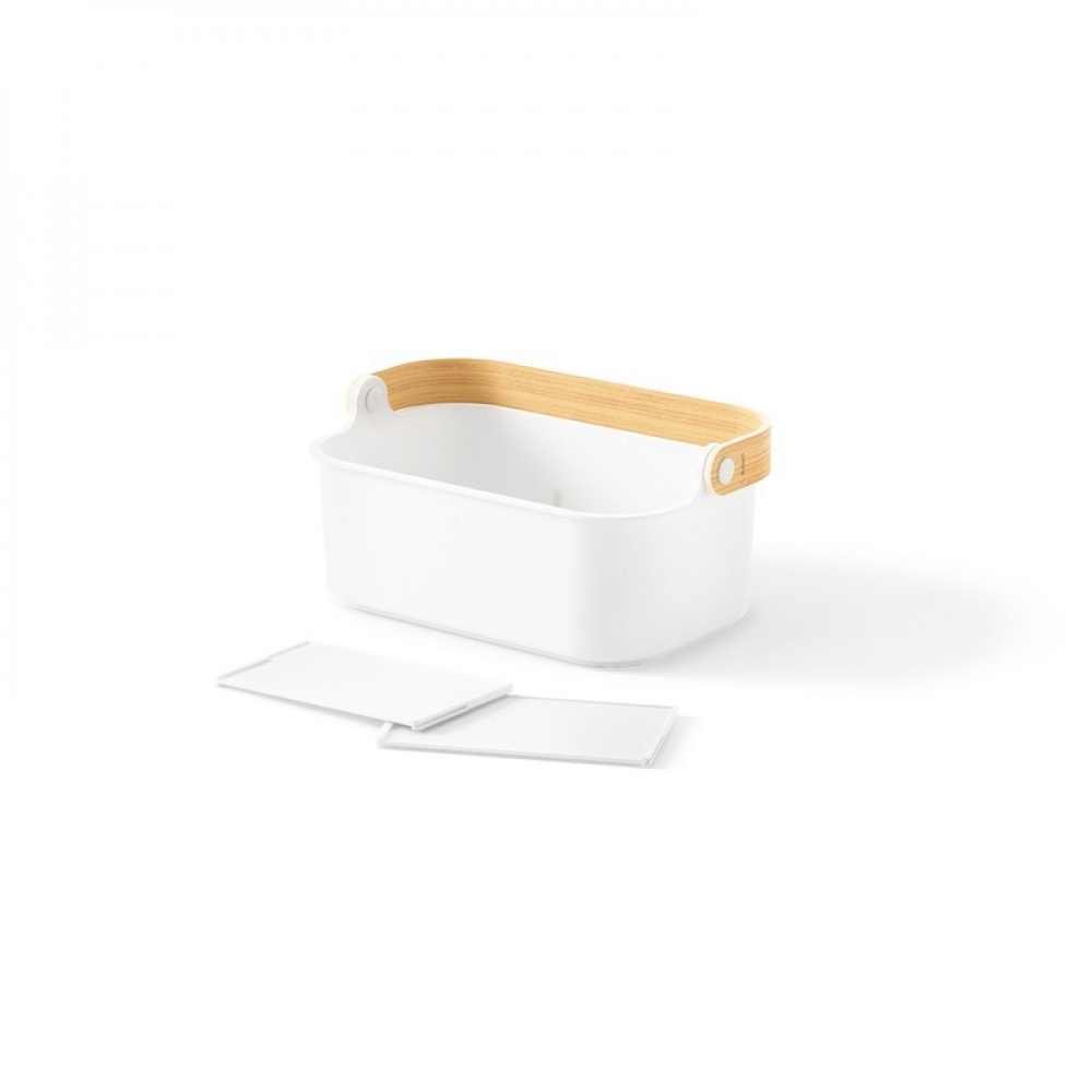 Förvaringskorg med 2 fack, UMBRA BELLWOOD BIN, 29x 17,5 x H 13 cm, Vit / Natur i gruppen Förvaring / Städförvaring och sopsortering / Städkorgar hos SmartaSaker.se (40750)