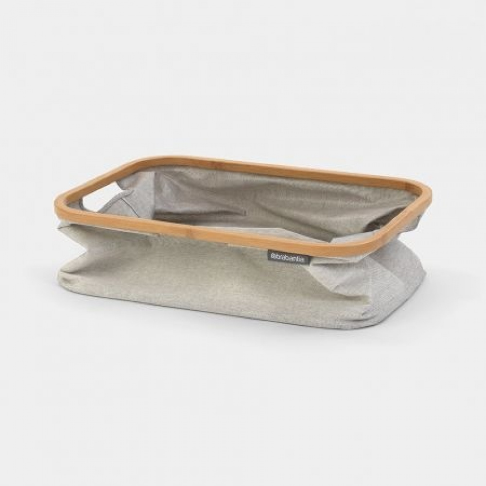 Förvaringskorg med bambukant, Hopfällbar, BRABANTIA, 36 x 54 x H 26,5 cm, Grå / Natur i gruppen Förvaring / Garderobsförvaring / Sorteringslådor hos SmartaSaker.se (40753)