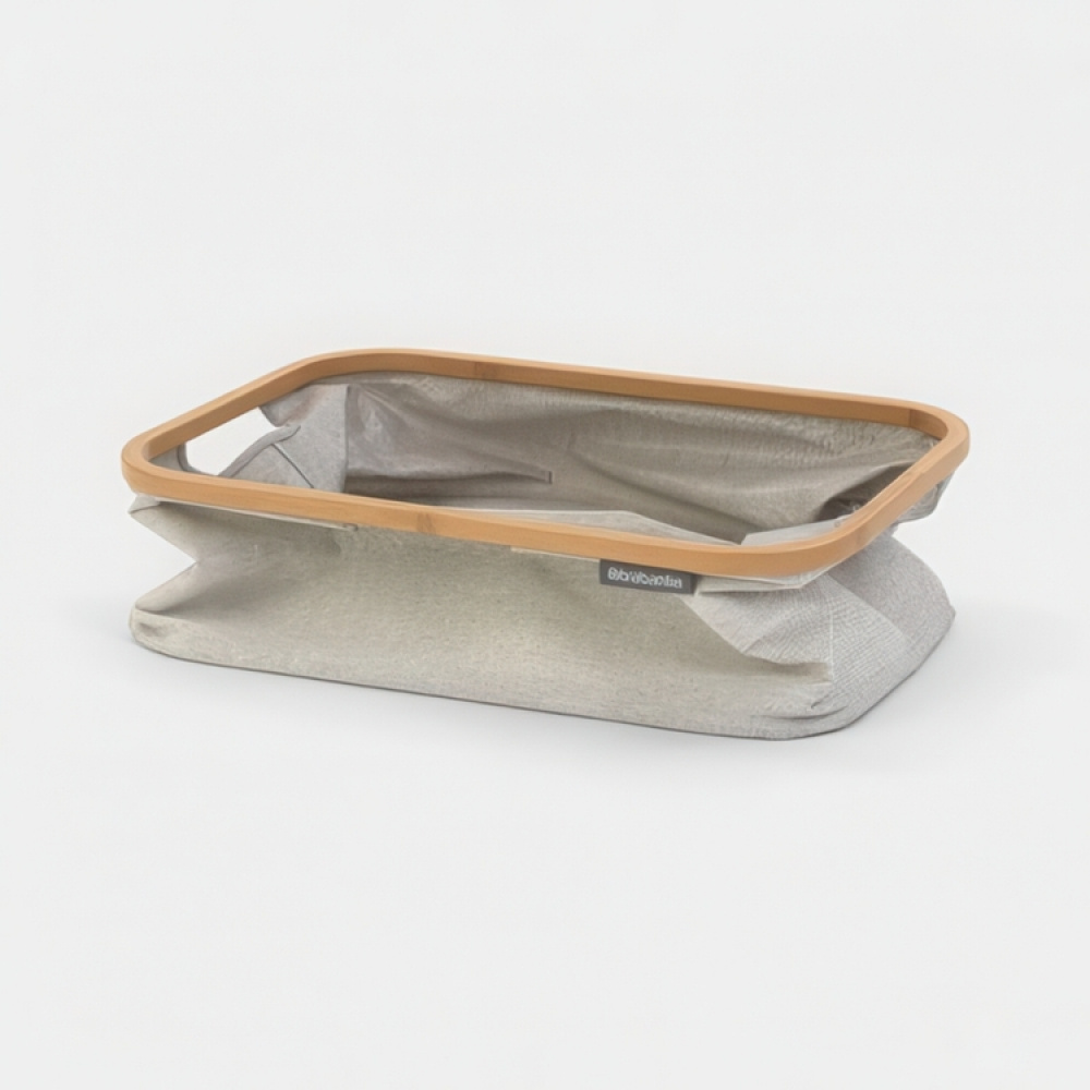Förvaringskorg med bambukant, Hopfällbar, BRABANTIA, 36 x 54 x H 26,5 cm, Grå / Natur i gruppen Förvaring / Garderobsförvaring / Sorteringslådor hos SmartaSaker.se (40753)