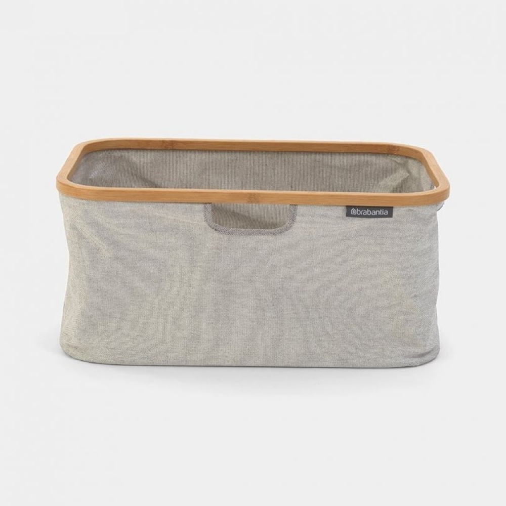 Förvaringskorg med bambukant, Hopfällbar, BRABANTIA, 36 x 54 x H 26,5 cm, Grå / Natur i gruppen Förvaring / Garderobsförvaring / Sorteringslådor hos SmartaSaker.se (40753)
