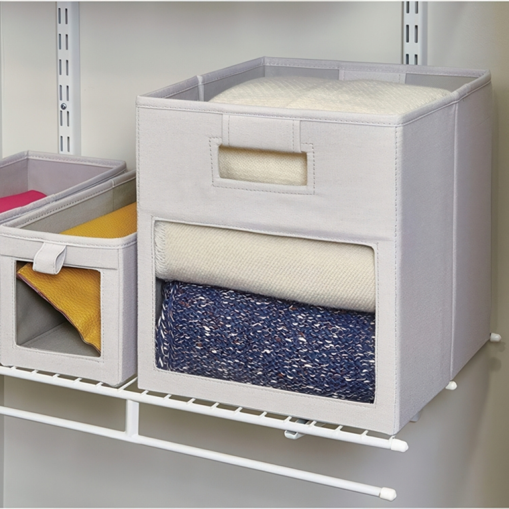Förvaringskorg med fönster, EVIE CUBE, 27,5 x 27,5 x H 28 cm, Ljusgrå i gruppen Förvaring / Barnrumsförvaring hos SmartaSaker.se (40756)