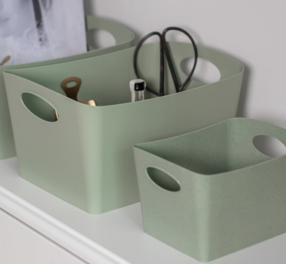 Förvaringskorg, KOZIOL BOXXX ORGANIC SMALL 13 x 19 x H 11 cm, Ljusgrön. i gruppen Förvaring / Städförvaring och sopsortering / Städkorgar hos SmartaSaker.se (40770)