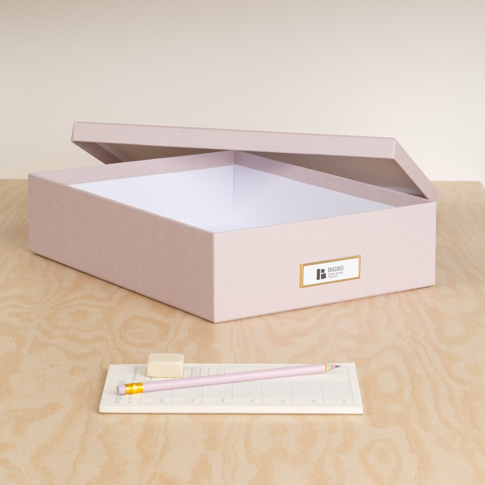 Förvaringslåda A4+, BIGSO OSKAR RESTORE, 35 x 26 x H 8,5 cm, Rose i gruppen Förvaring / Förvaringslådor / BigSo förvaringslådor hos SmartaSaker.se (40784)