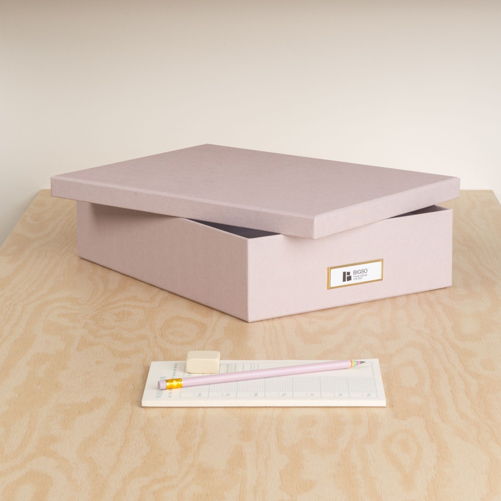 Förvaringslåda A4+, BIGSO OSKAR RESTORE, 35 x 26 x H 8,5 cm, Rose i gruppen Förvaring / Förvaringslådor / BigSo förvaringslådor hos SmartaSaker.se (40784)