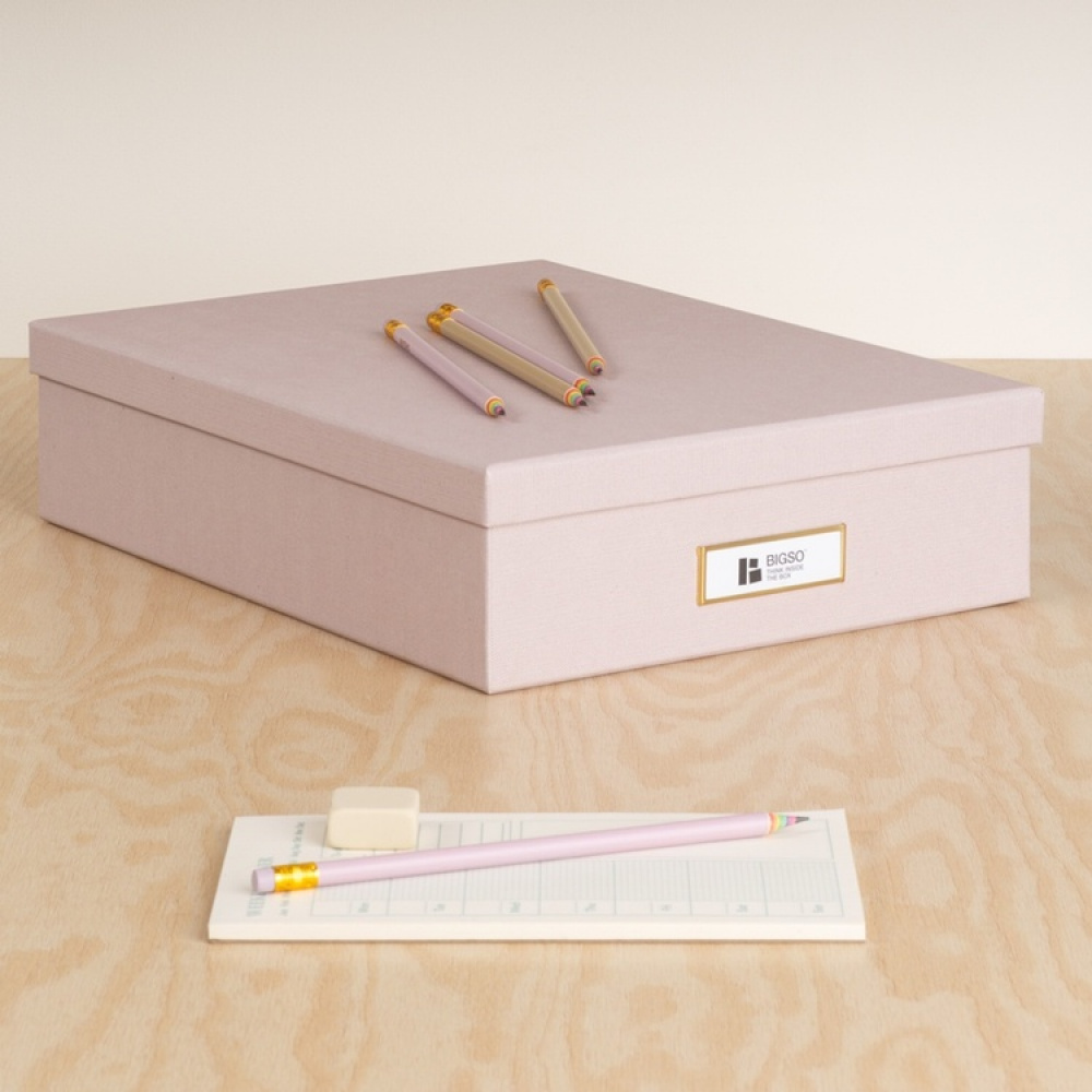 Förvaringslåda A4+, BIGSO OSKAR RESTORE, 35 x 26 x H 8,5 cm, Rose i gruppen Förvaring / Förvaringslådor / BigSo förvaringslådor hos SmartaSaker.se (40784)