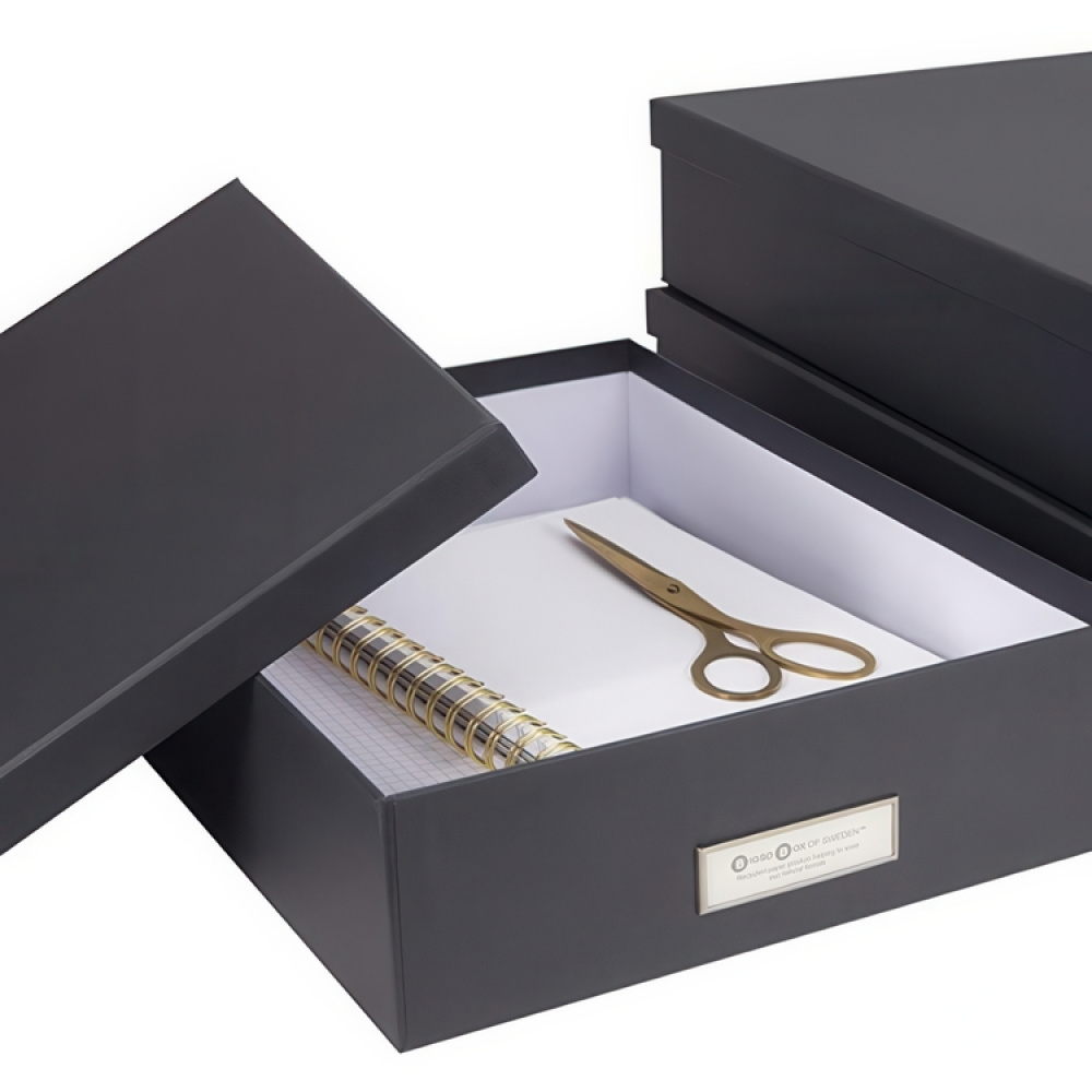 Förvaringslåda A4+, BIGSO OSKAR, 35 x 26 x H 8,5 cm, Mörkgrå i gruppen Förvaring / Förvaringslådor / BigSo förvaringslådor hos SmartaSaker.se (40788)