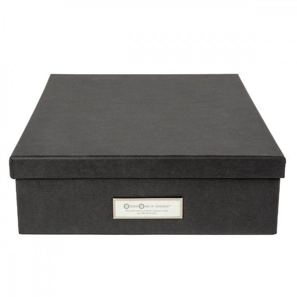 Förvaringslåda A4+, BIGSO OSKAR, 35 x 26 x H 8,5 cm, Mörkgrå i gruppen Förvaring / Förvaringslådor / BigSo förvaringslådor hos SmartaSaker.se (40788)