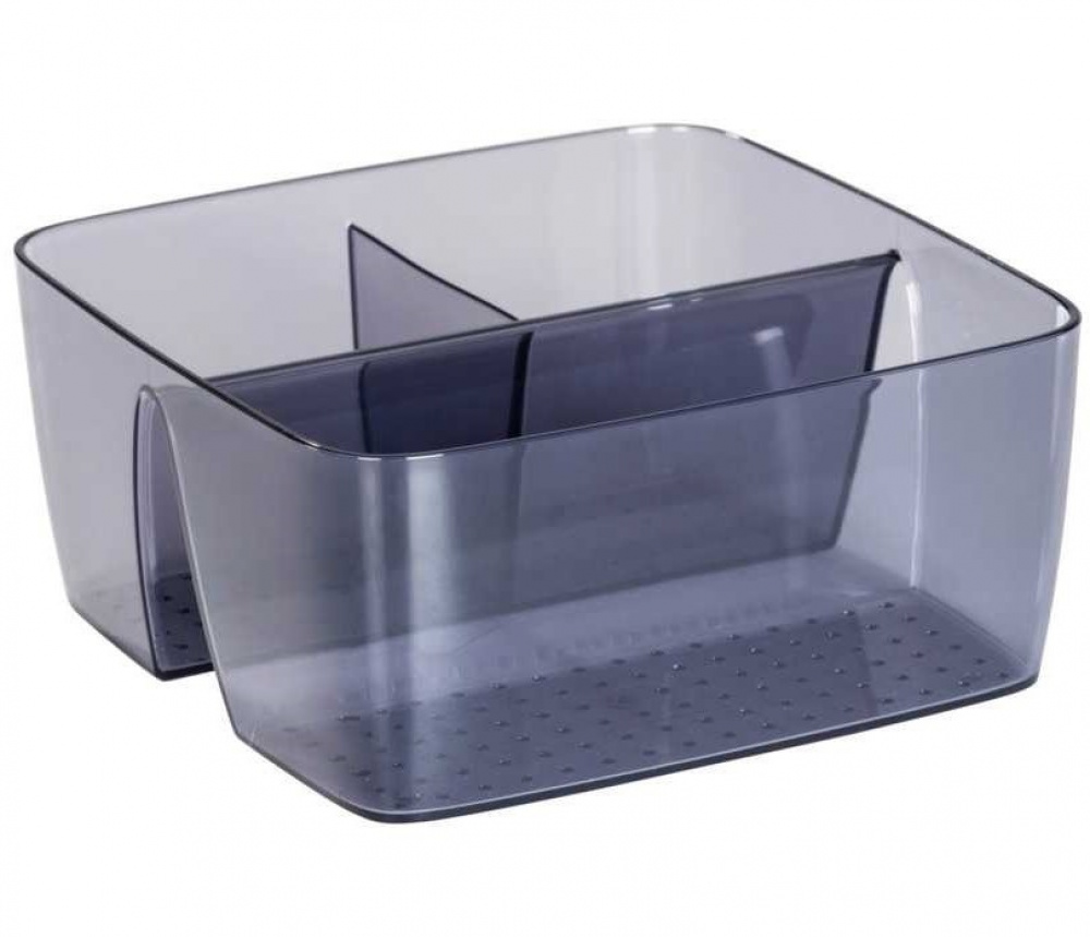 Förvaringslåda av återvunnen plast, 3 Fack, SAN DIEGO, 15,5 x 15,4, x H 7 cm, Transparent grå i gruppen Förvaring / Förvaringslådor hos SmartaSaker.se (40790)
