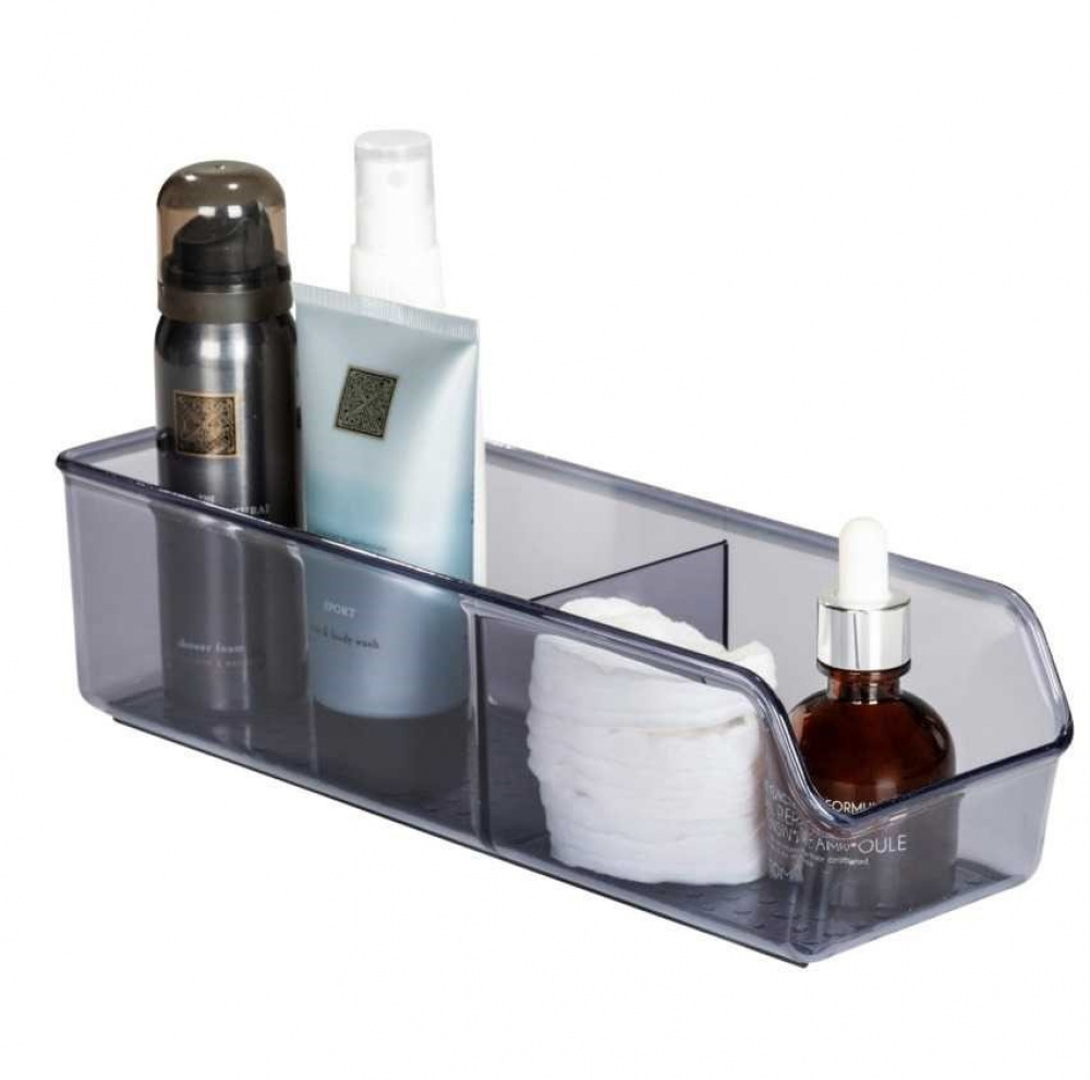 Förvaringslåda av återvunnen plast, långsmal, SAN DIEGO, 27,5 x 9 x H 7,2 cm, Transparent grå i gruppen Förvaring / Förvaringslådor hos SmartaSaker.se (40791)