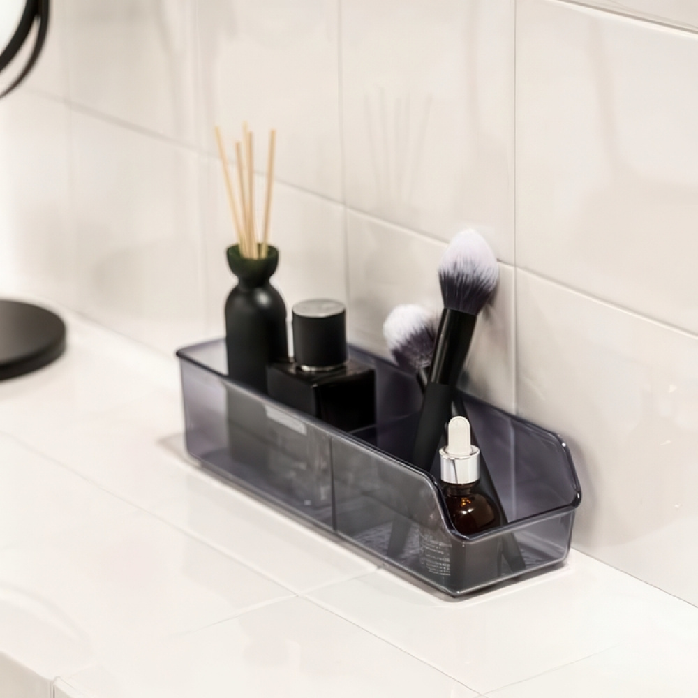 Förvaringslåda av återvunnen plast, långsmal, SAN DIEGO, 27,5 x 9 x H 7,2 cm, Transparent grå i gruppen Förvaring / Förvaringslådor hos SmartaSaker.se (40791)